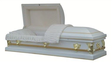 Sunburst White Square Corner Steel Casket